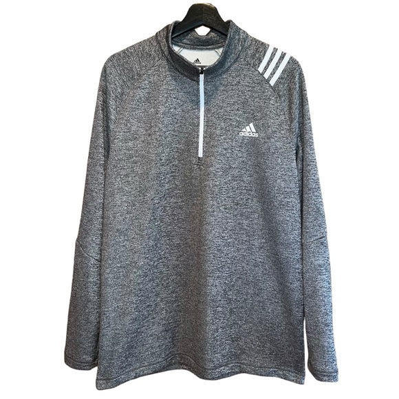 Adidas Mens Golf Quarter Zip‎ Jacket Size L Grey White Athletic Performance - Picture 1 of 10